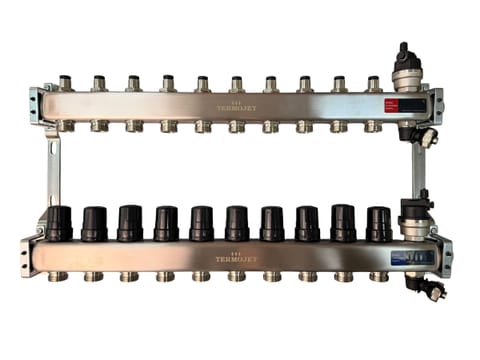 manifold Termojet with valves for 10 outlets, stainless steel